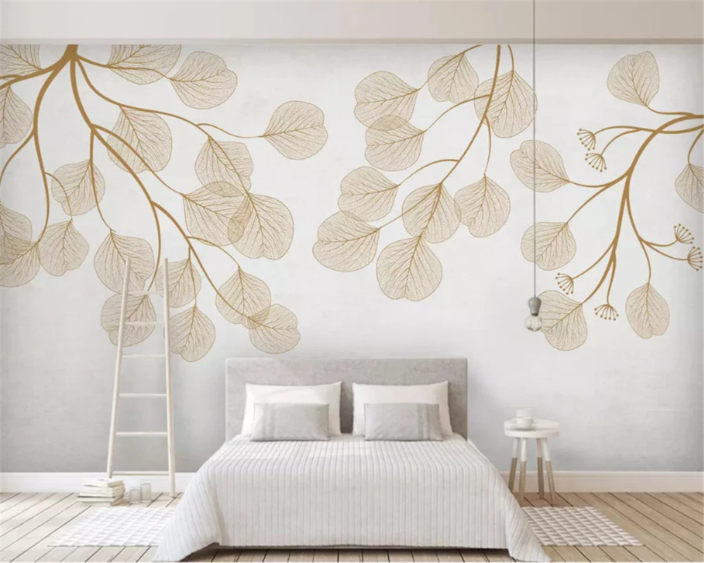 

beibehang Custom fashion three-dimensional Nordic minimalist hand-painted flamingo leaves mosaic wall paper background wallpaper