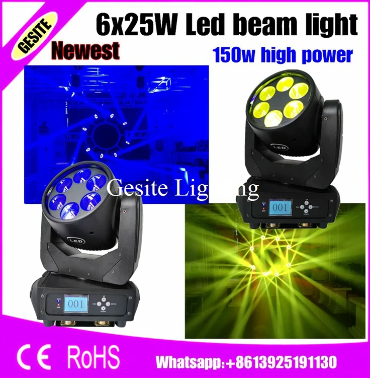 2 шт./лот Цена по прейскуранту завода 6X25W Белый светодиодный движущийся головной