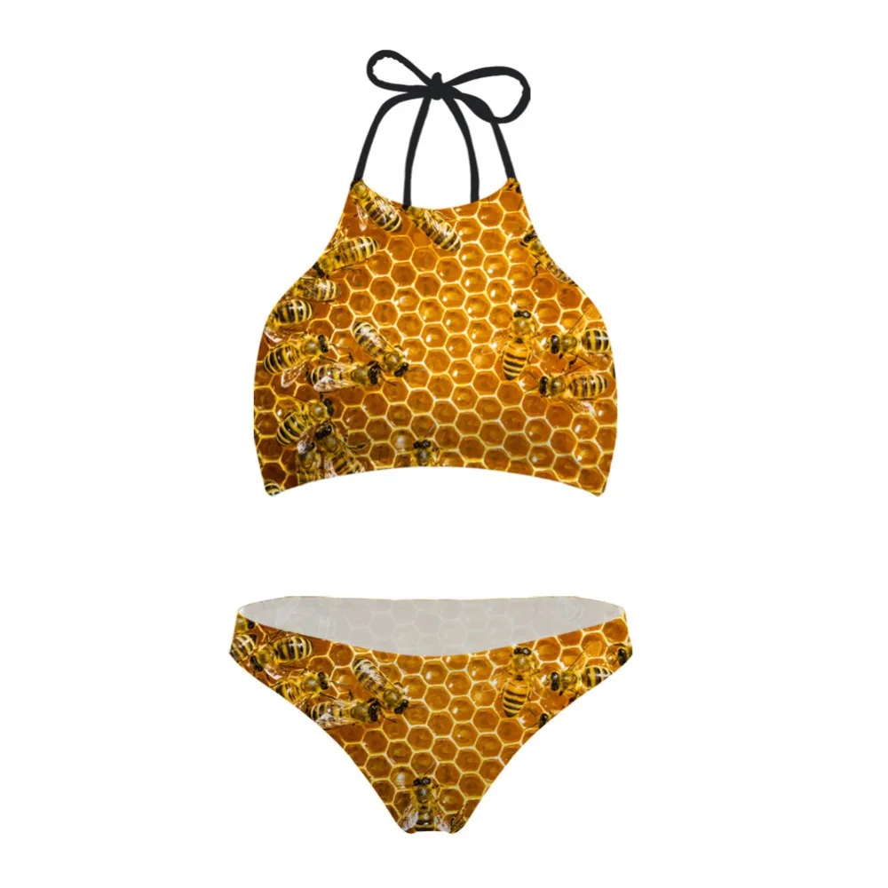 Women Sexy Swimsuit High Neck Backless 3D Vivid Print Female Bikini Set Summer Bathing Suits Beach Halter Swimming |