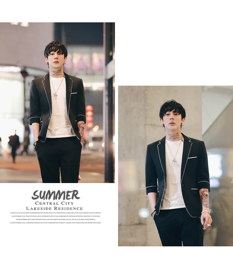 Для мужчин костюмы Slim Fit Комплект из 2 предметов костюм Homme белый черный костюм свадебные смокинги для жениха Для мужчин с коротким рукавом деловая Выпускной костюм Terno