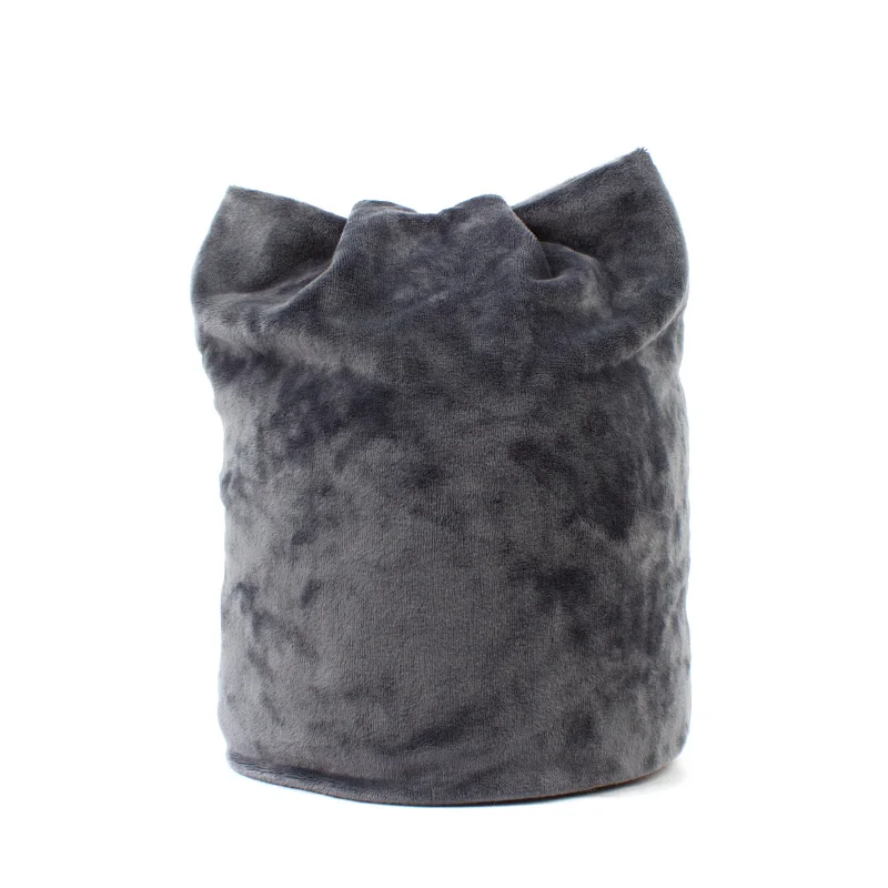 Dark Grey Женская Велюровая шапочка, зимняя, полиэфирная, одноцветная, громоздкая шапочка для женщин, кошачьи ушки, шапки, балавака, шапка - Цвет: Dark Grey