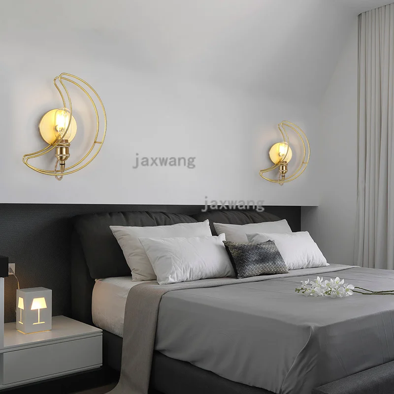 Современная светодиодная медная Луна настенная лампа трехмерная деликатная