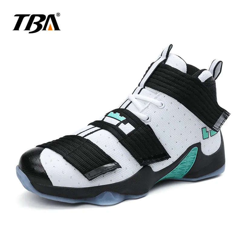 white TBA Мужская Спортивная обувь для баскетбола для мужчин на липучке кроссовки для мужчин добавить синий или желтый Сменные стельки размер 37-45 - Цвет: white