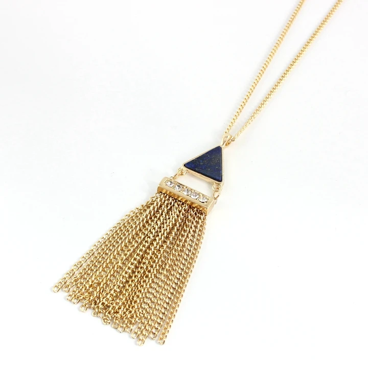 Простое длинное женское ожерелье из натурального белого фиолетового и синего