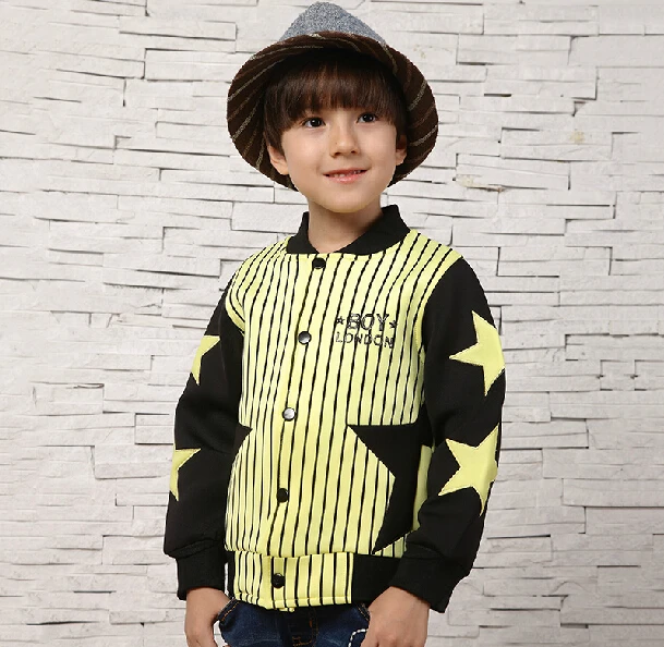 children's patchwork baseball coats casual big boys stripe jackets spring and autumn male child single breasted outerwear BC117 | Мать и
