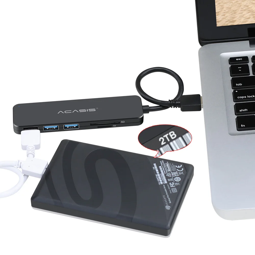 Acasis новый тонкий высокоскоростной USB 2 0 3 концентратор кард ридер внешний 4 порта