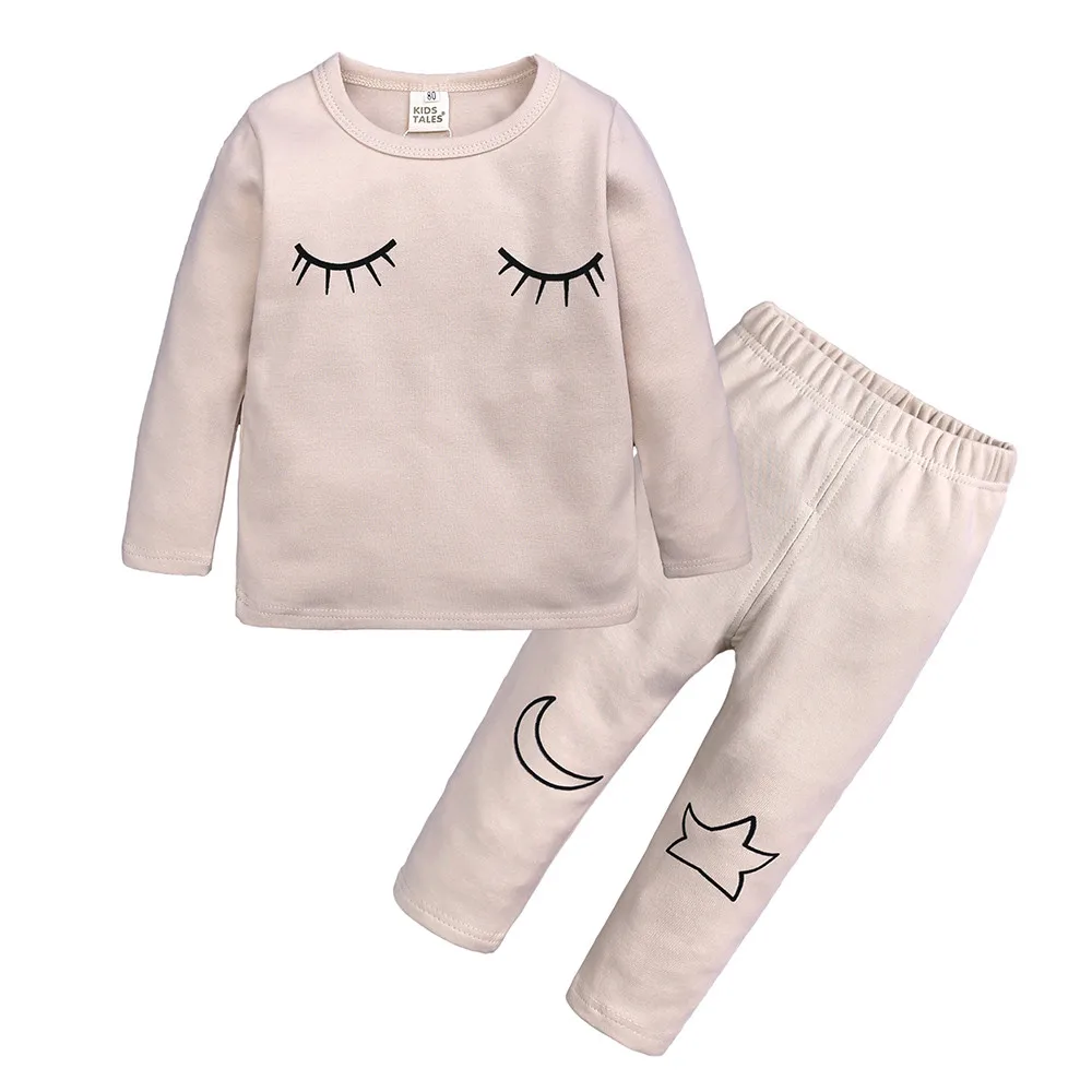 Toddler Baby Boy Girl Kids Print Tops T-shirt Pants Pajama Sleepwear 2Pcs Set 8 year boys clothes summer 0312 | Детская одежда и