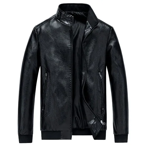 black Мужская куртка DAVYDAISY размера плюс 8XL 7XL 6XL 5XL, мужские Куртки из искусственной кожи со стоячим воротником, осенне-зимнее приталенное модное пальто JK106 - Цвет: black