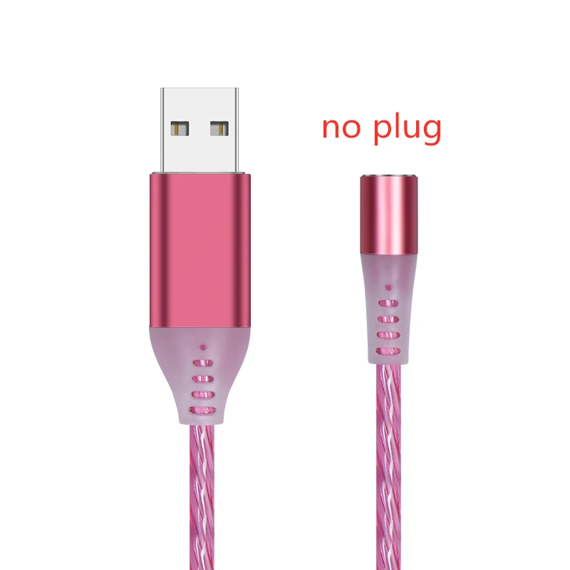 pink no plug SUNPHG поток световой Магнитный кабель светодиодный светильник Micro USB шнур Тип C кабель зарядного устройства для iPhone samsung мобильный телефон зарядный провод - Цвет: pink no plug
