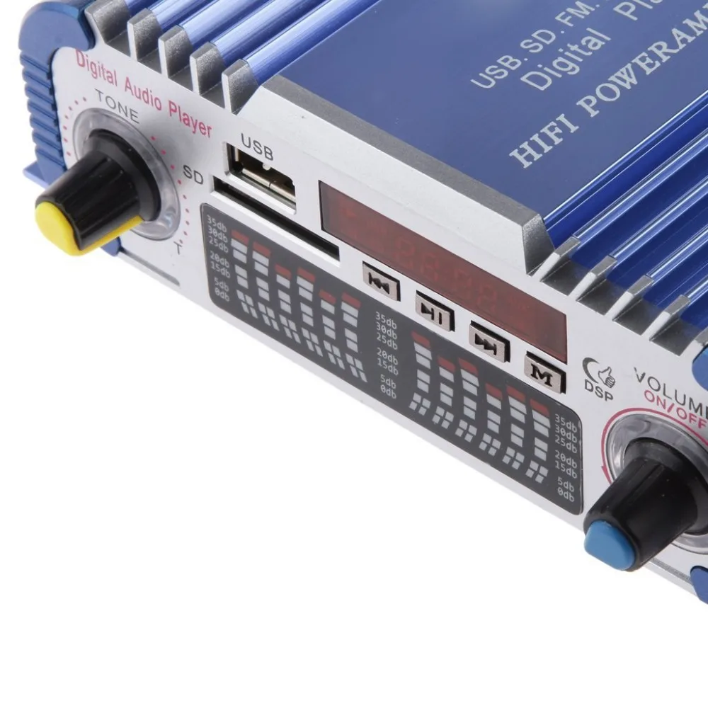 Kentiger HY601 2 Каналы красочный свет автомобиля Усилитель MP3 FM/USB игрока 20 Вт + цифровой