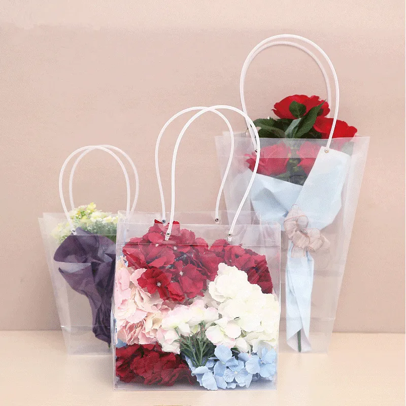 Цветочная прозрачная сумка-тоут Подарочная сумка розы цветы упаковка бумажная