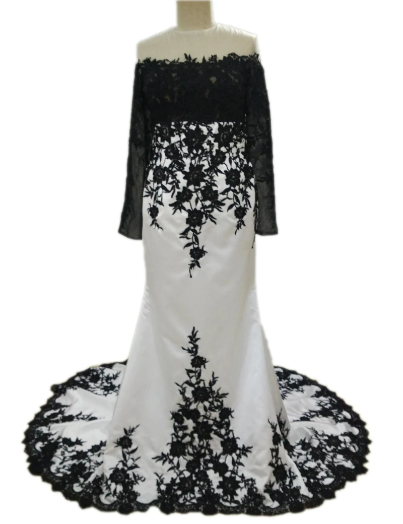 Mermaid Lace Off the Shoulder Formal Gowns Paris Hilton Celebrity White And Black Evening Dresses Long Sleeves
Mermaid Lace Off the Shoulder Formal Gowns Paris Hilton Celebrity White And Black Evening Dresses Long Sleeves