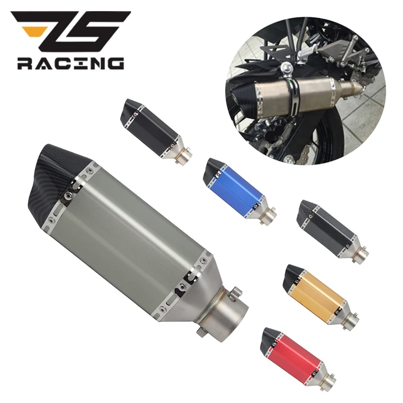 ZS Racing 35-51 мм Впускной глушитель выхлопной трубы для мотоцикла Пита Байк Escape TRK502 CBR250 MSX125 CRF 230 TMAX 530 Z250 CB400 NINJA