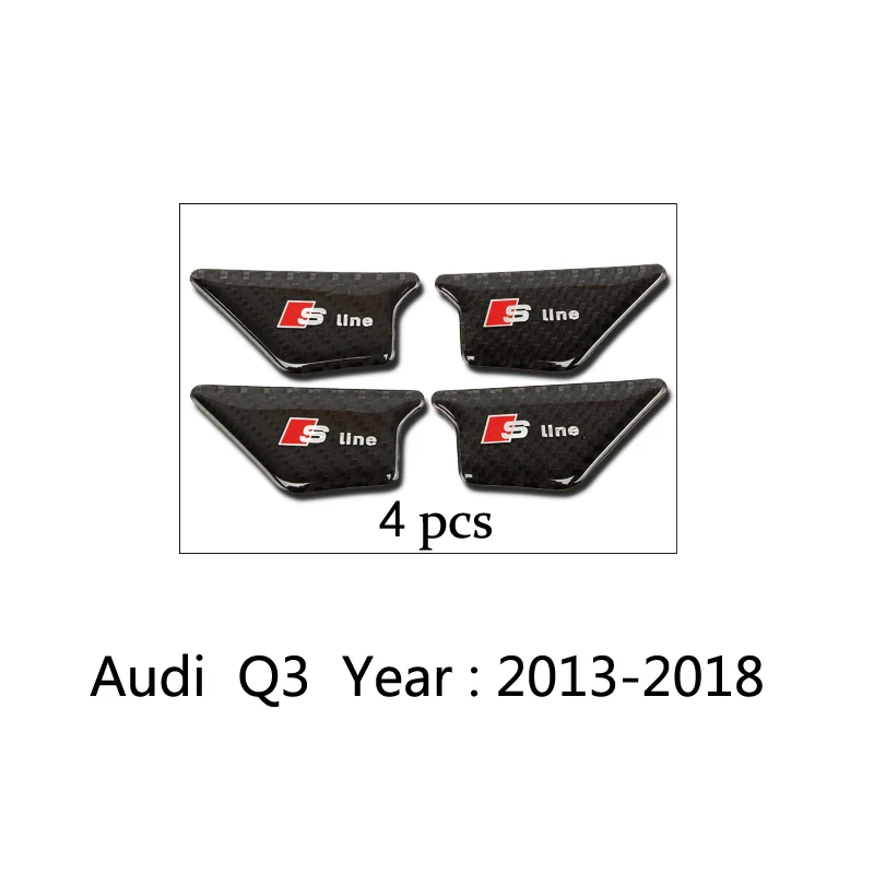 Q3 2013-2018 4x углеродное волокно для Audi A3 A4 A5 A6 A7 Q3 Q5 Q7 B6 автомобильный Стайлинг внутренняя дверная ручка крышка чаши отделка наклейки авто аксессуары - Название цвета: Q3 2013-2018