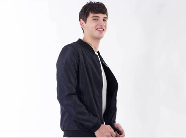 QQ001 Young Jacket Solid Polyester Conventional Rib Sleeve Standard White Black Zipper New Fashion Long |