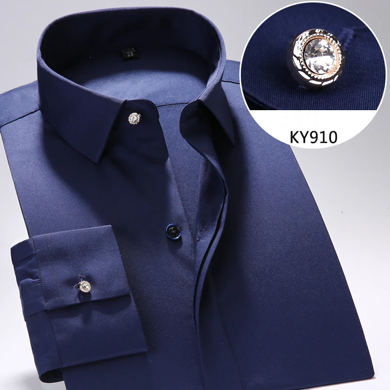 Мужская приталенная рубашка с длинным рукавом Классическая деловая формальная
