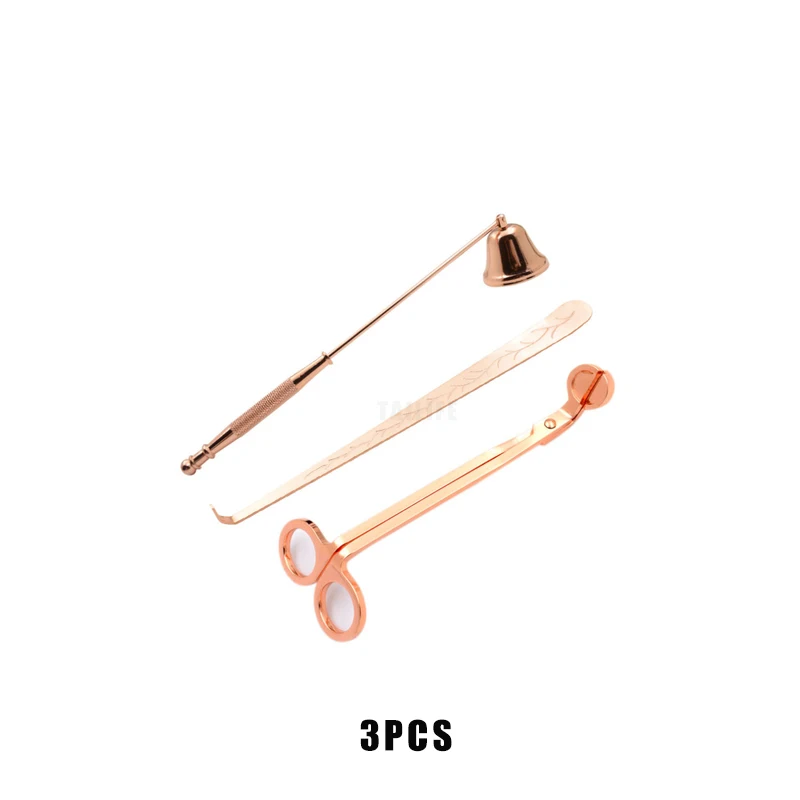 Rose gold 3 шт./компл. розовое золото из нержавеющей стали для тушения свечей триммер для фитилей фитиль-чашечки тушить лампы в форме свечи Огнетушитель лампы в форме свечи инструмент для домашнего декора - Цвет: Rose gold