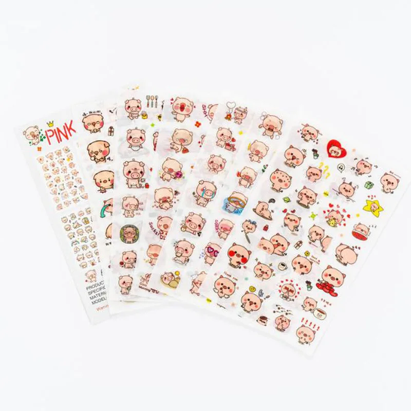 

6 Sheets Cute Pig Stickers Mobile Phone Diary Album Items Decoration DIY Scrapbook Stickers Office For School Stationery