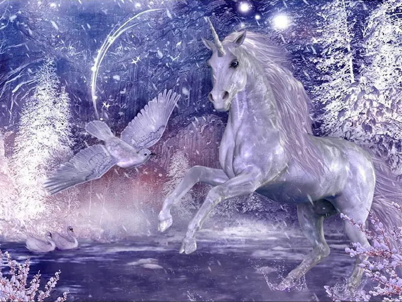 MHD 3d Full Square 5D DIY Diamond Embroidered Crystal Unicorn Picture Painting Cross Rhinestone Mosaic new | Дом и сад