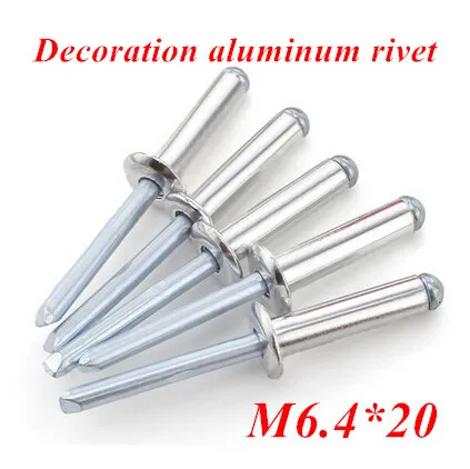100 шт./лот M6.4 * 20 алюминиевые купольные поп-головки заклёпки для украшения |