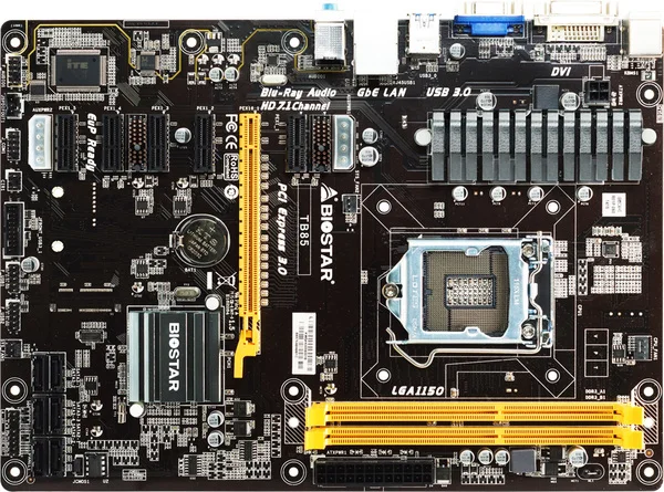 Pc компьютерных плат Biostar TB85 Eth LGA 1150 Intel Core i7 i5 i3 Xeon Pentium DDR3 ethereum Шахтер Поддержка 6