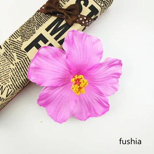 fushia 1 шт., пена для девочек, гавайский цветок, гибискус, свадебные зажимы для волос 9 см, ювелирные изделия из цветов ФРАНЖИПАНИ, заколки для волос - Окраска металла: fushia