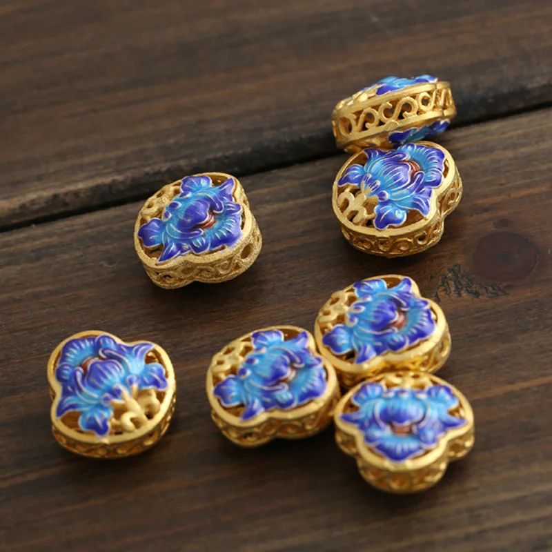 Перегородчатая позолоченная синяя эмаль с китайским узором очаровательный
