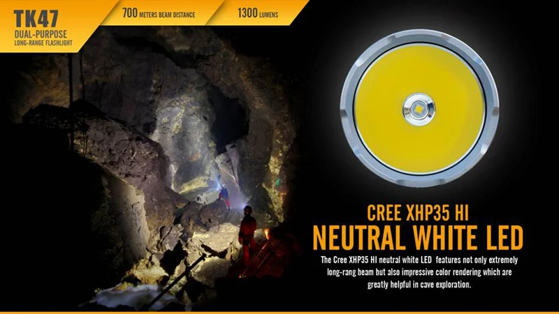 Новое поступление Fenix TK47 CREE XHP35 HI нейтральный белый светодиодный 1300 люмен 700 метров дальность луча фонарь большой дальности - Испускаемый цвет: Белый