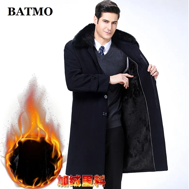 BATMO Новое поступление осенне-зимний высококачественный шерстяной длинный Тренч мужской, мужские шерстяные куртки, теплое пальто, большие размеры 1688