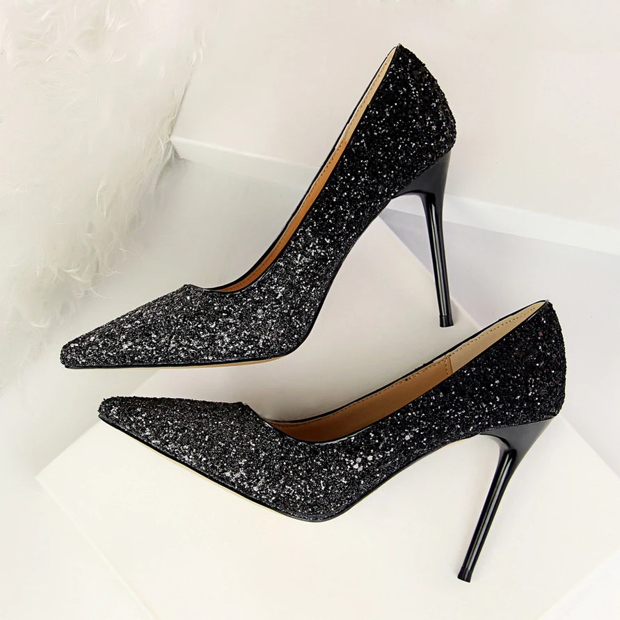 Женские туфли лодочки на шпильке 9 5 см с острым носком|glitter wedding shoes|wedding shoesvalentine shoes