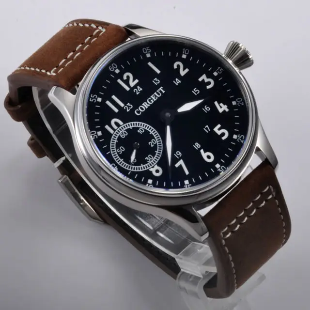

Corgeut 44mm White number 6497 hand winding Lume mens wrist watch
