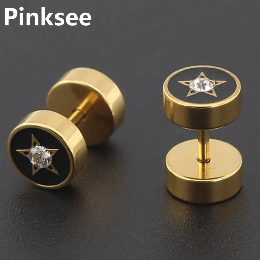 

1PC Stainless Steel Fake Ear Plug and Tunnels Cheater Expander Barbell Stretcher Piercing Gauges Crystal Body Jewelry Piercing