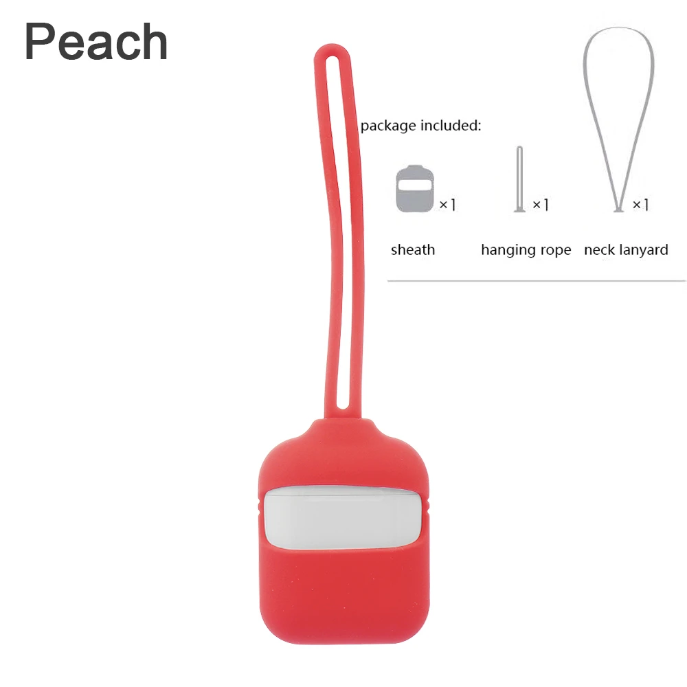 peach Противоударный силиконовый чехол для Apple AirPods с ремешком на шею и Bluetooth, защитный чехол для Air Pods - Цвет: peach
