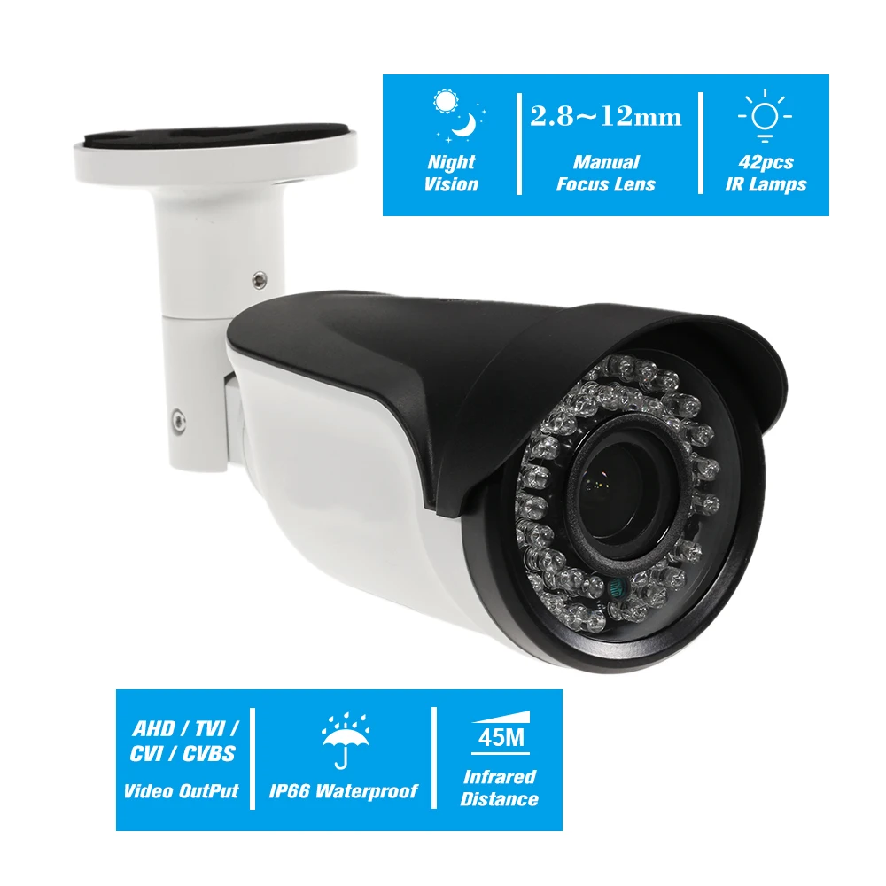 4MP AHD ручной зум с переменным фокусным расстоянием ИК Пуля CCTV аналоговая камера IR