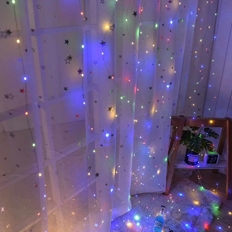 Медная проволока USB 3 м * 300 СВЕТОДИОДНАЯ Гирлянда для занавесок Дистанционное