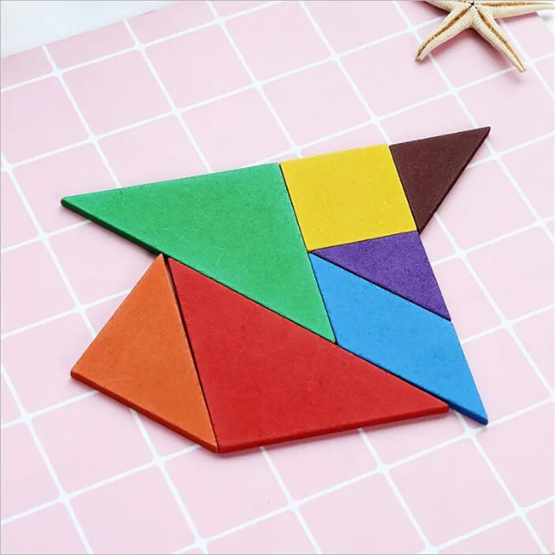 3D деревянные Tangram 7 частей головоломки красочный квадрат IQ игры головоломки интеллектуальные Обучающие игрушки для детей мальчик игрушки