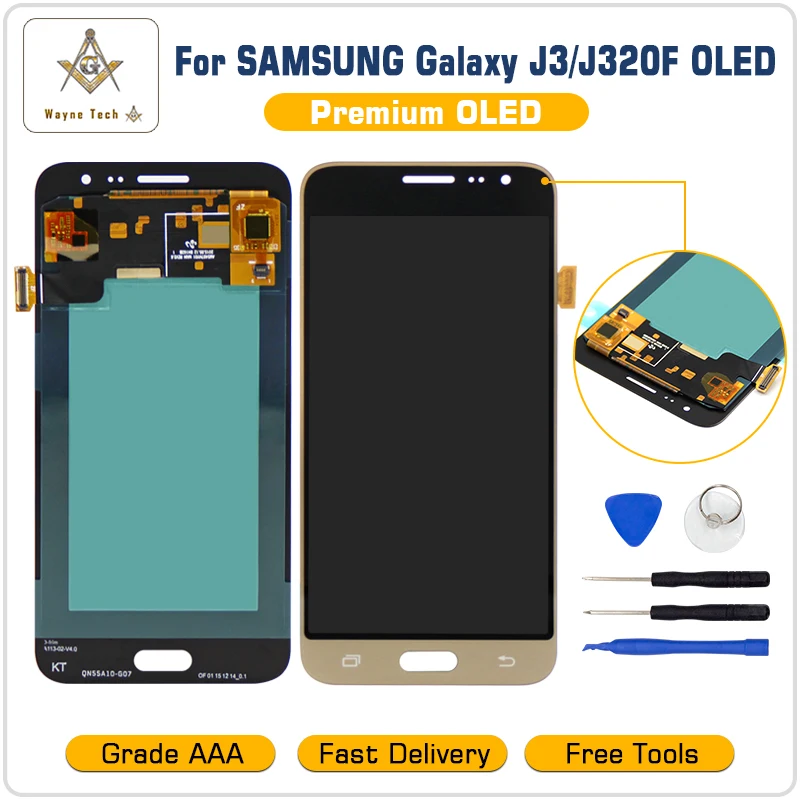 OLED экран для Samsung J320 2016 дисплей GALAXY J320F ЖК с сенсорным дигитайзером в сборе J3 J320A