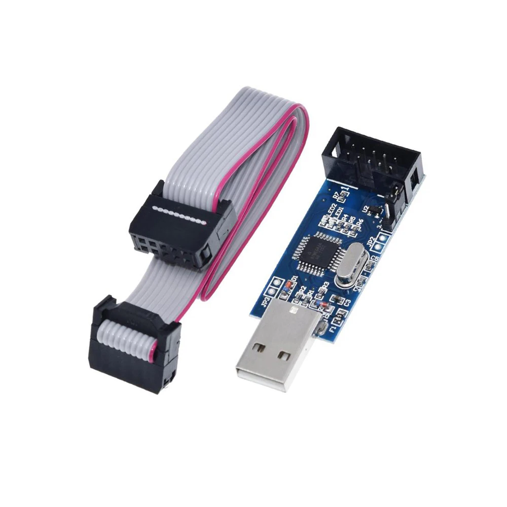 USB программатор ATMEGA8 ATMEGA128 ATtiny/CAN/PWM 10 контактный проводной модуль сделай сам|avr