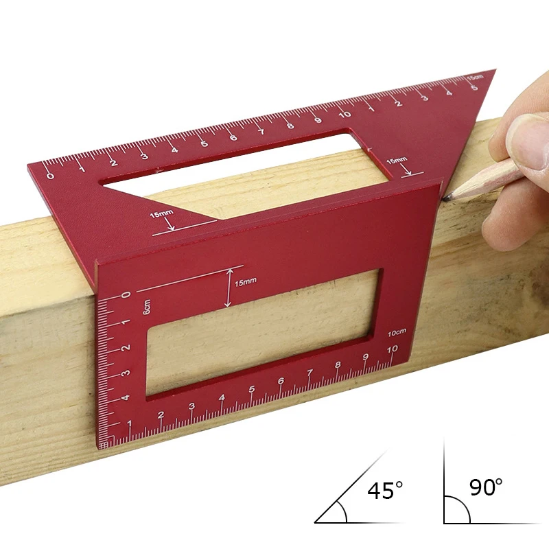 Woodworking Multifunctional Aluminum alloy Square 45 degrees 90 gauge Angle Protractor Over the ruler | Инструменты