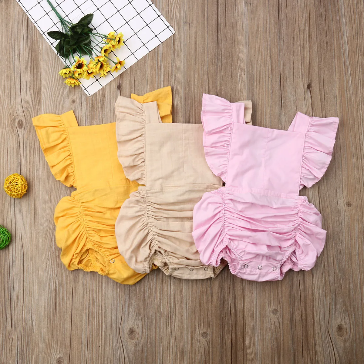 Боди в полоску с рюшами и короткими рукавами для новорожденных мальчиков девочек