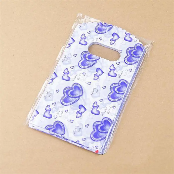 100 шт./лот Пластиковые Упаковочные пакеты с ручкой маленькие подарочные 14X9CM | Дом