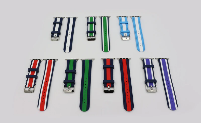 Спортивный ремешок для apple watch series 4 3 2 1 iWatch mix stripe NATO Цвета Мягкий силикон Замена с