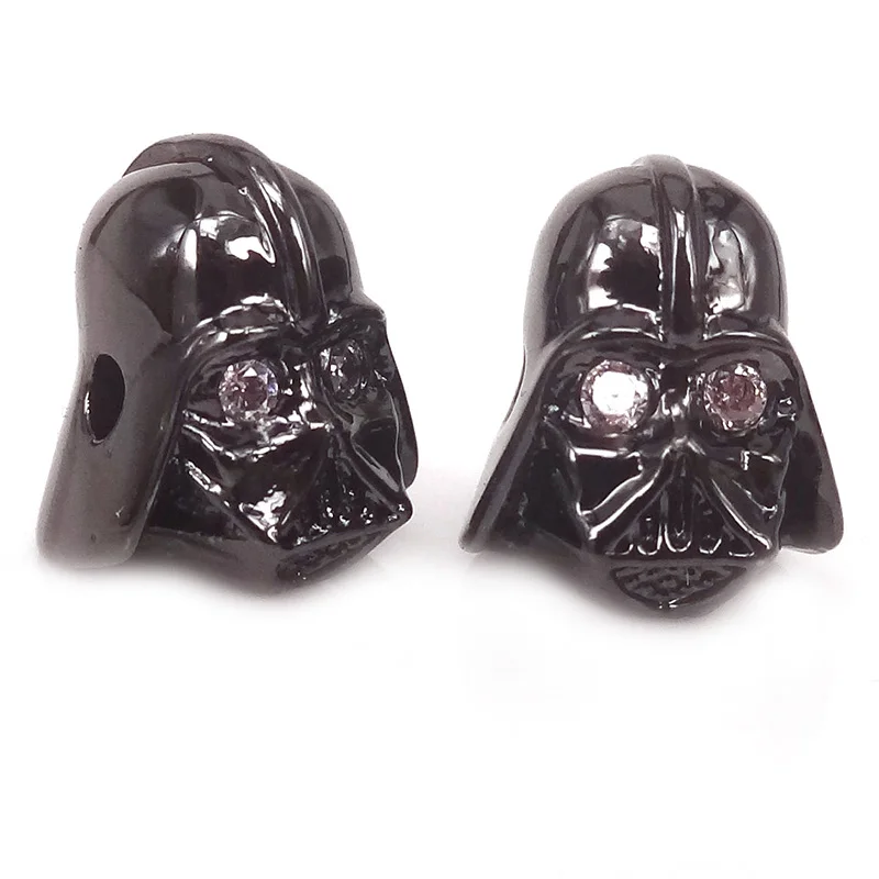 Микро-паве CZ Дарт Вейдер Звездные войны бусины черный рыцарь металлические для