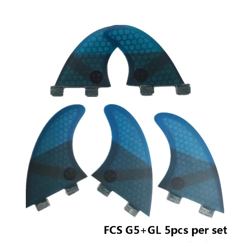 Серфинг 5 шт. FCS плавники G5 с GL сотовый плавник стекловолокно + Зеленый Черный