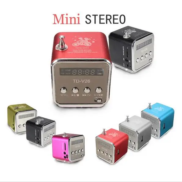 Портативный Micro USB стерео Динамик TD-V26 fm Радио мини parlantes Компьютерные колонки