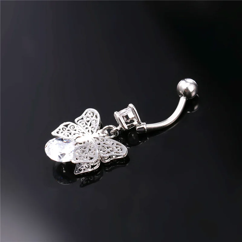 Хрустальный в форме бабочки ювелирные изделия для тела золото/серебро цвет пупка