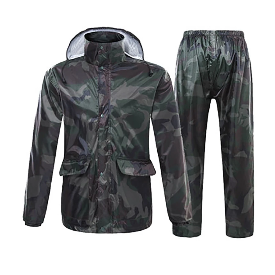 Непроницаемый Камуфляжный мужской дождевик брюки мотоциклетное пальто женский