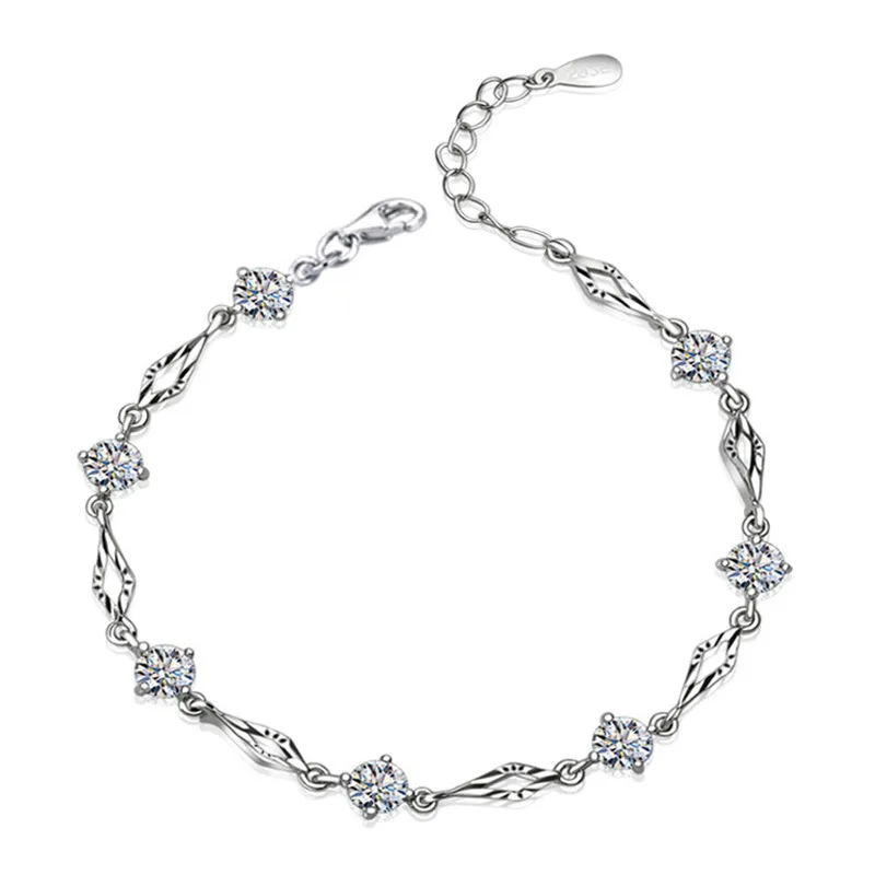 Браслет женский из серебра 925 пробы с треугольными звеньями|crystal bracelet|bracelet womenbracelet