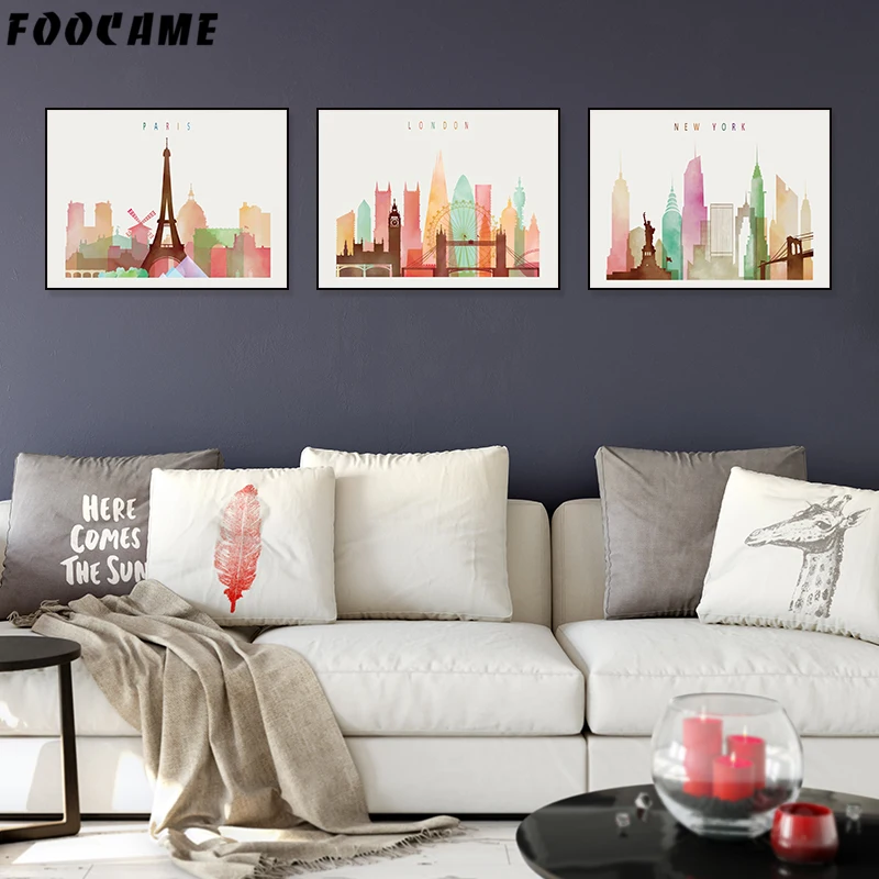 Фон с изображением Эйфелевой башни Города Парижа Лондона Нью Йорка плакаты и