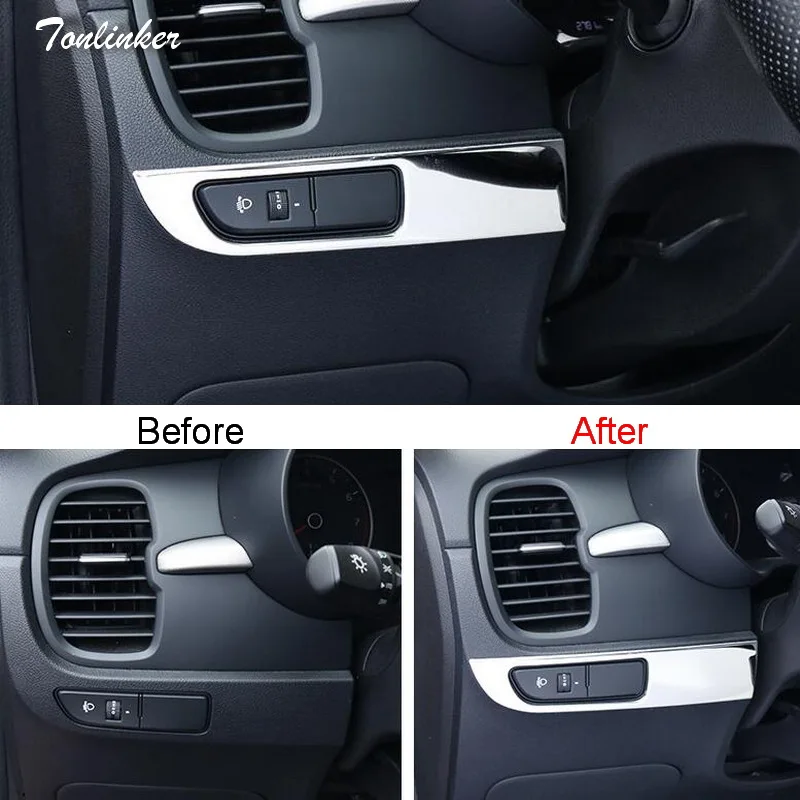 

Tonlinker Cover Case Sticker For KIA RIO K2 2017-18 Car Styling 1 pcs stainless steel headlight adjust position cover sticker